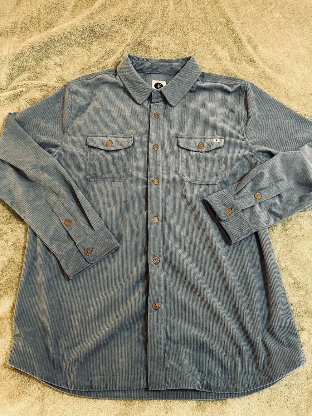 Toes on the Nose Sunridge Corduroy Shirt Blue XXL Stay Stoked Collection Coastal